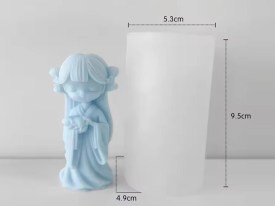 Molde silicona nena con flequillo y gatito